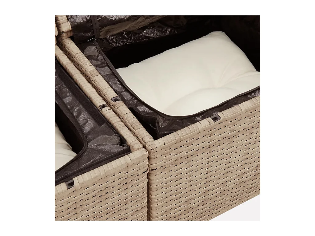 Salon de jardin avec coussins 8 pièces beige résine tressée