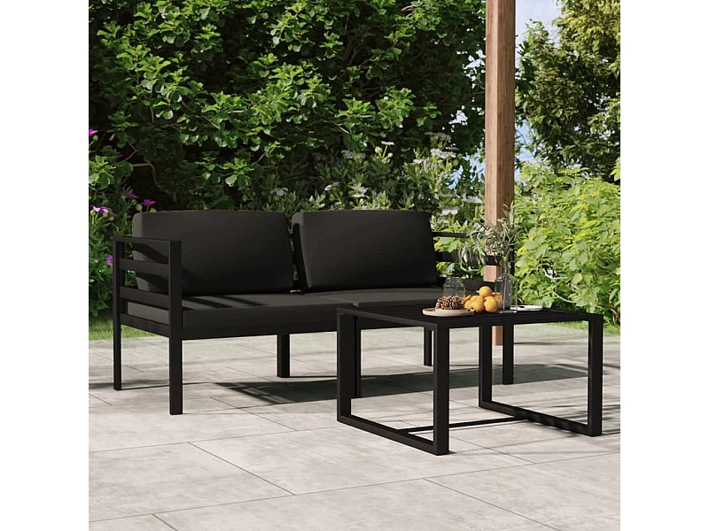 3-delige Loungeset met kussens aluminium antracietkleurig