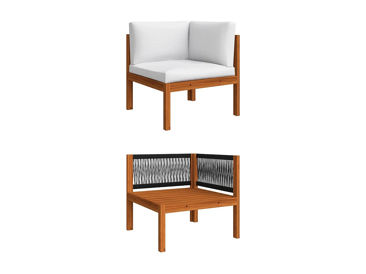 Salon de jardin 5 pièces avec coussins Crème Bois d'acacia solide