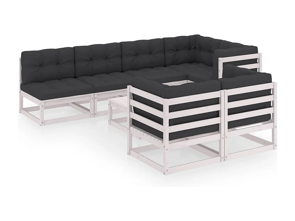 8 peças conjunto lounge de jardim com almofadões pinho maciço