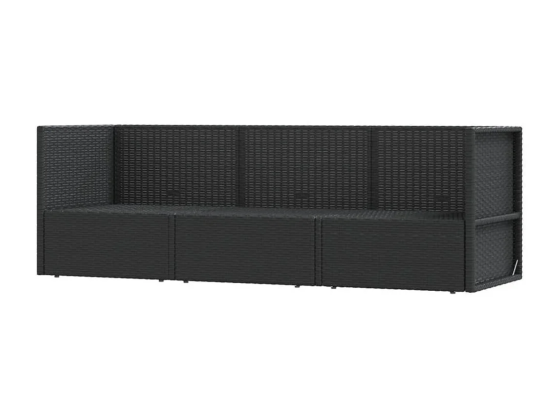 Salon de jardin 3 pièces avec coussins Noir Résine tressée