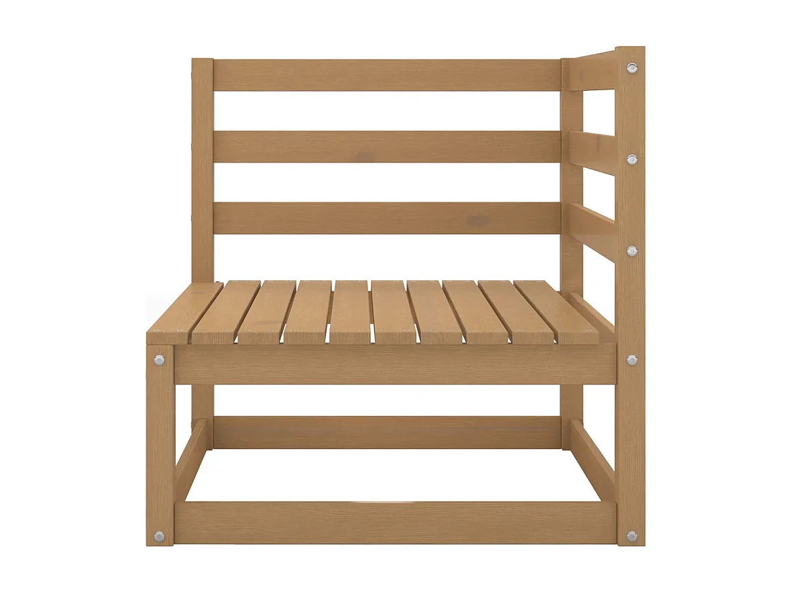 Salon de jardin 5 pièces marron miel bois de pin massif