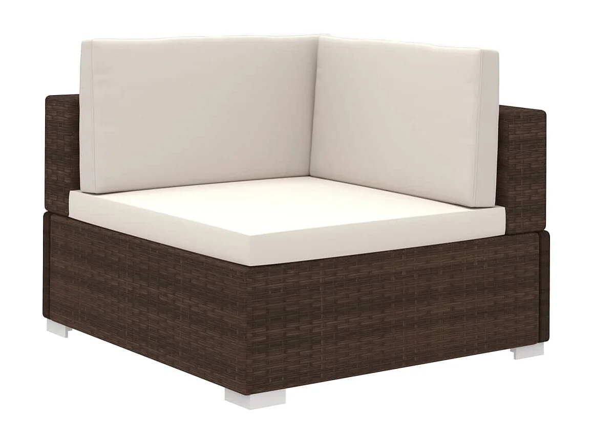 8-delige Loungeset met kussens poly rattan bruin