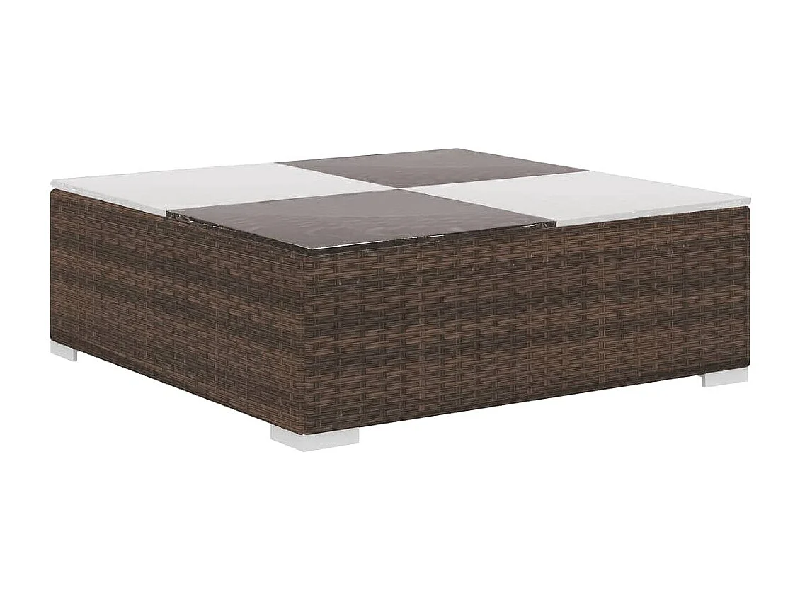 8-delige Loungeset met kussens poly rattan bruin