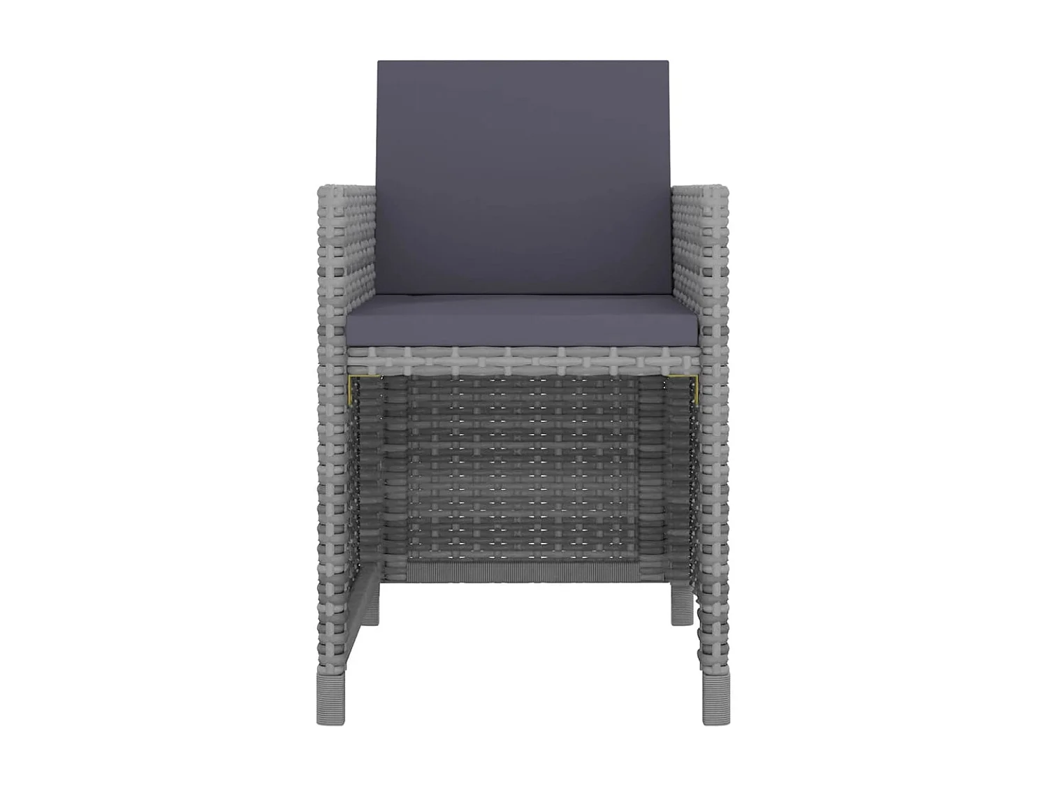 Set de comedor de jardín 5 piezas y cojines ratán sintético gris