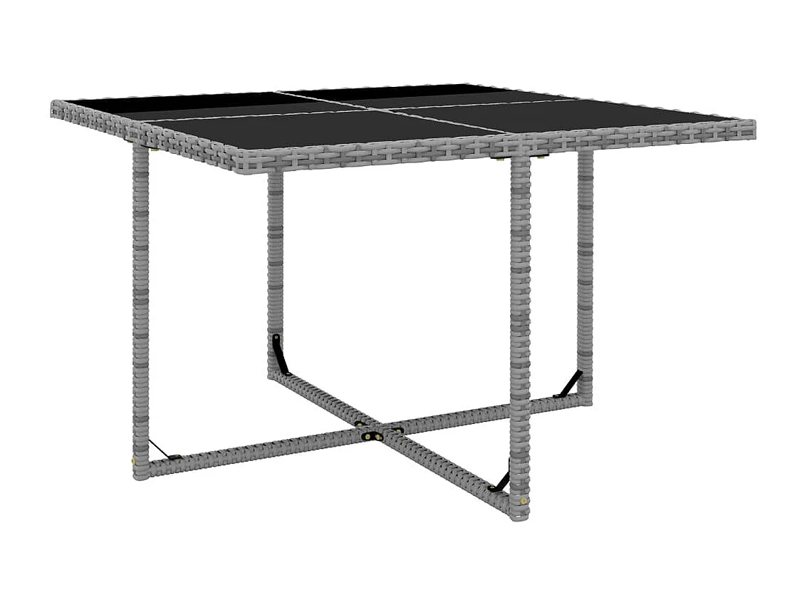 Set de comedor de jardín 5 piezas y cojines ratán sintético gris