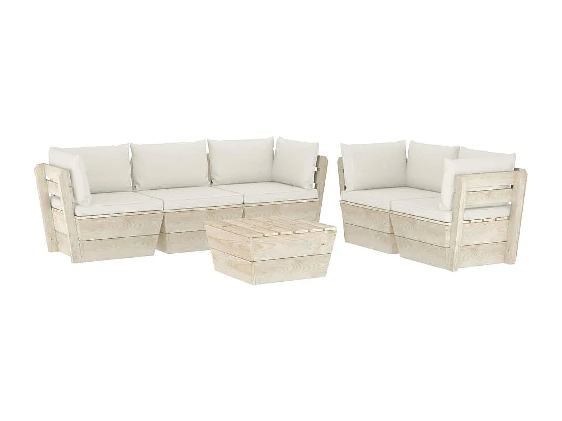 6 peças conjunto lounge de paletes + almofadões madeira de abeto