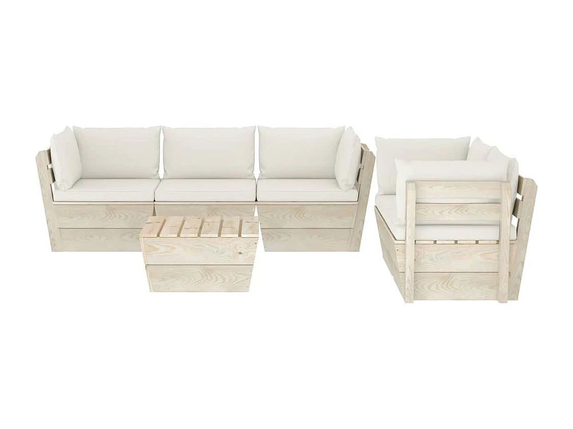 6 peças conjunto lounge de paletes + almofadões madeira de abeto