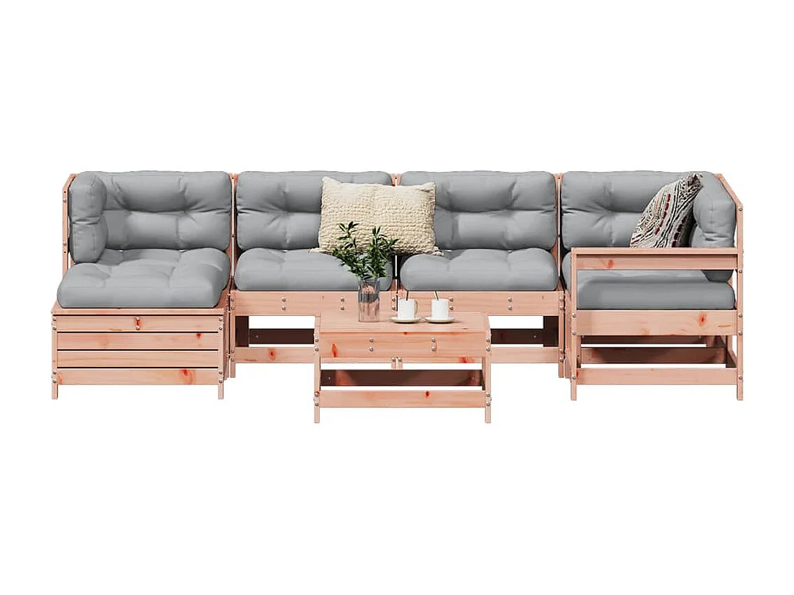 Juego de sofás de jardín 7 piezas madera maciza de abeto Douglas