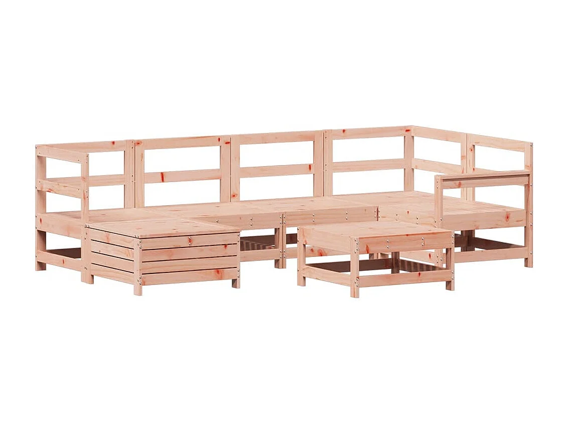 Juego de sofás de jardín 7 piezas madera maciza de abeto Douglas