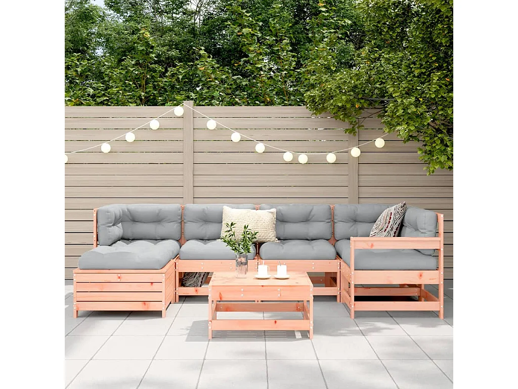 Juego de sofás de jardín 7 piezas madera maciza de abeto Douglas