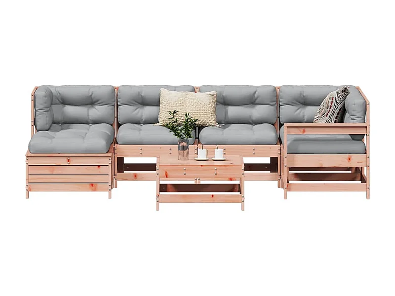 Juego de sofás de jardín 7 piezas madera maciza de abeto Douglas