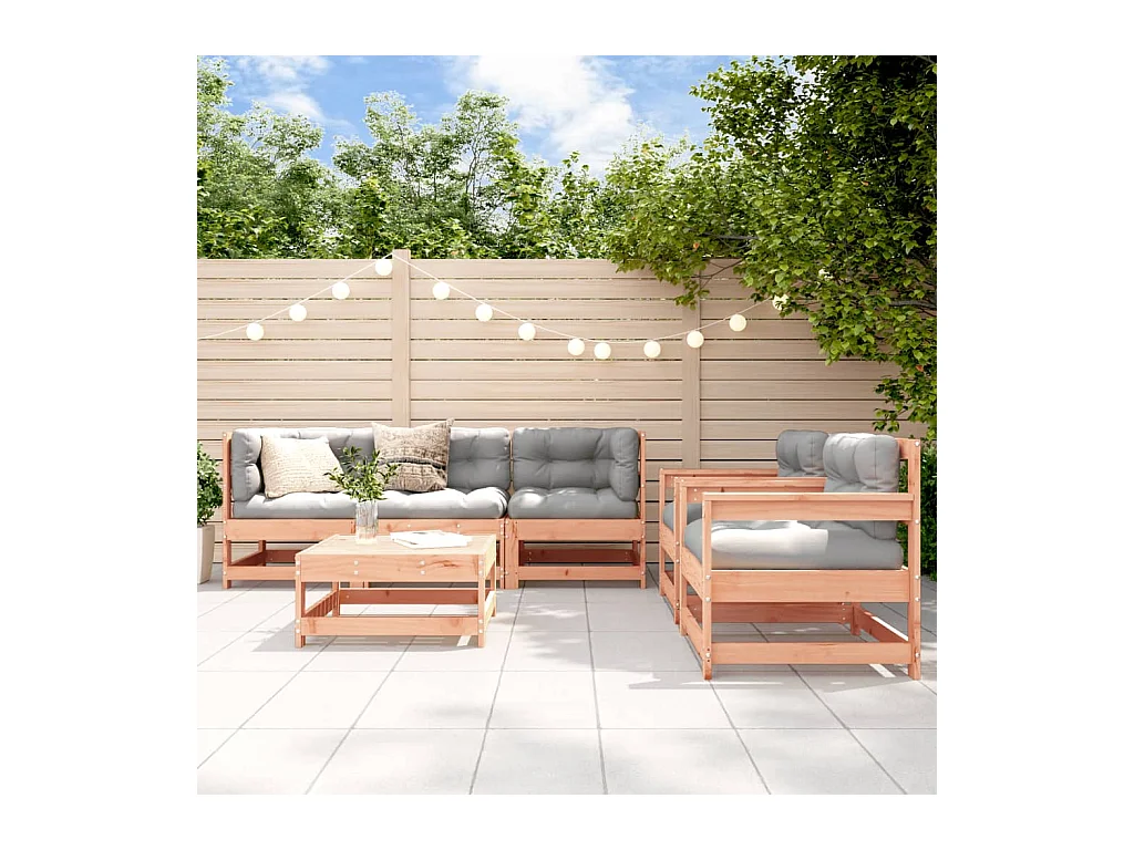 Salon de jardin 6 pièces avec coussins bois massif Douglas
