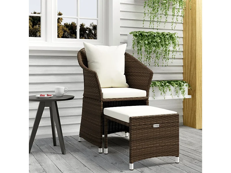 2-delige Loungeset met kussens poly rattan bruin
