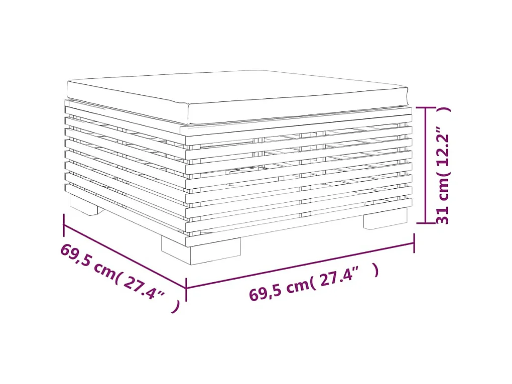 Salon de jardin 10 pièces avec coussins Bois de teck solide
