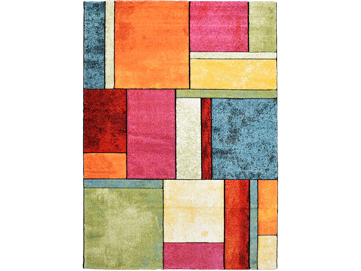 tapis entrée 60x110 tissé multicolore rectangle motif géométrique BE 21