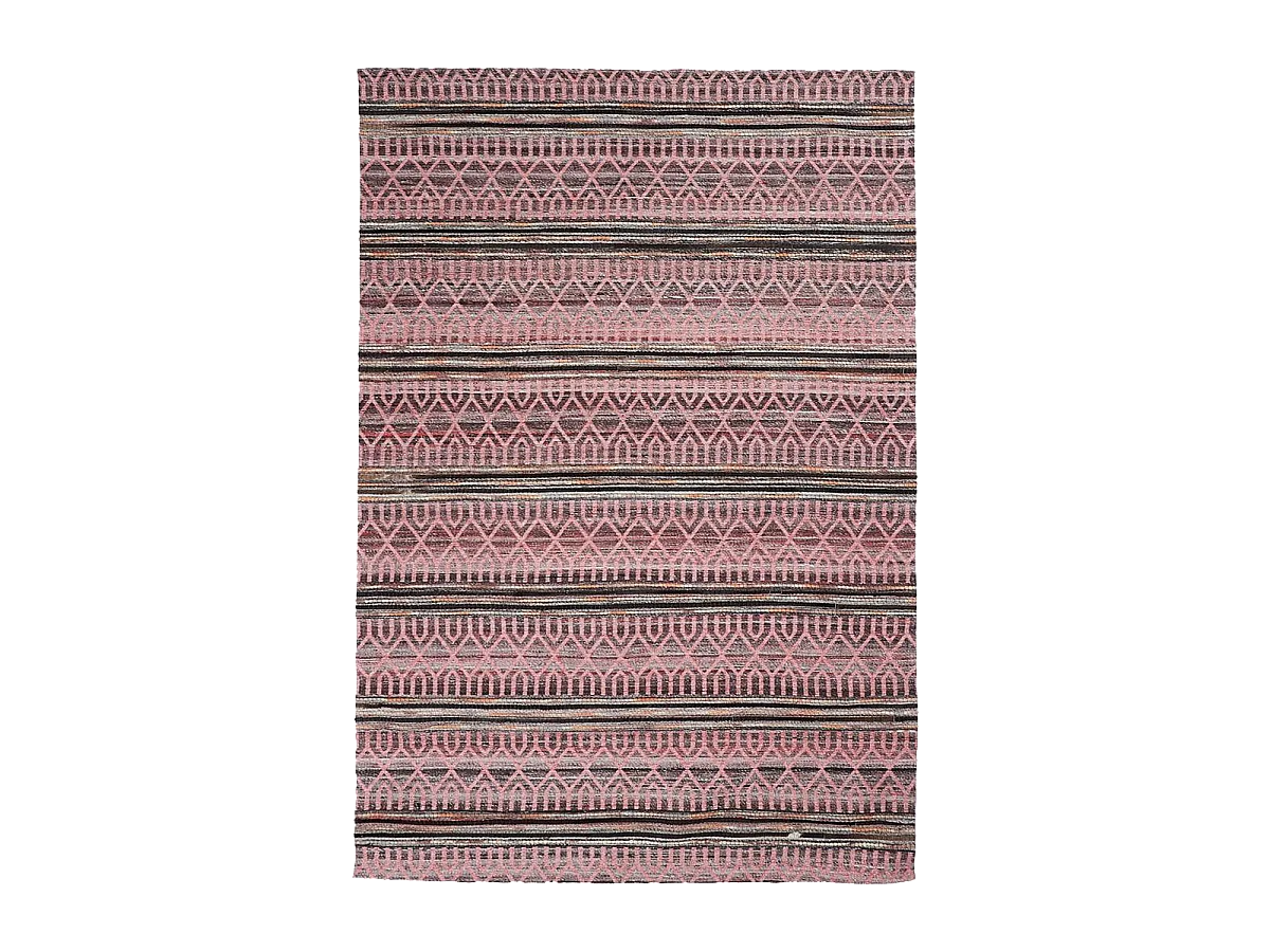 tapis chambre 80x150 fait à la main rose rectangle motif ethnique VORELA