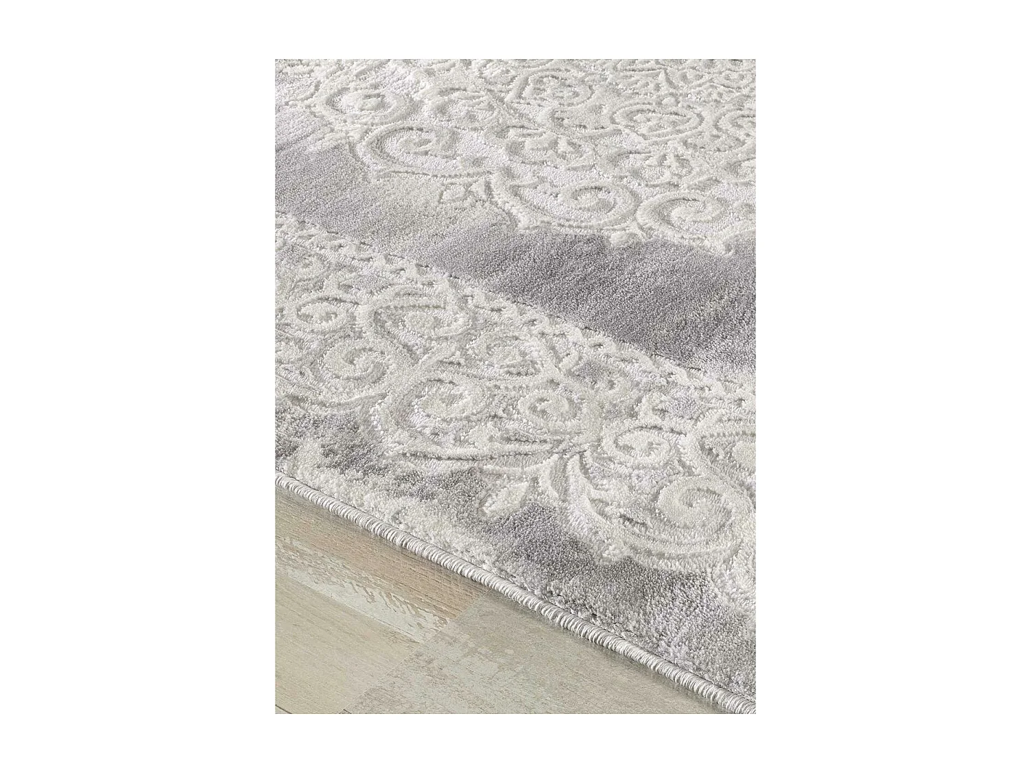 Tapis oriental 120x160 rectangle gris clair tissé motif ancestral LYN7 BALROD