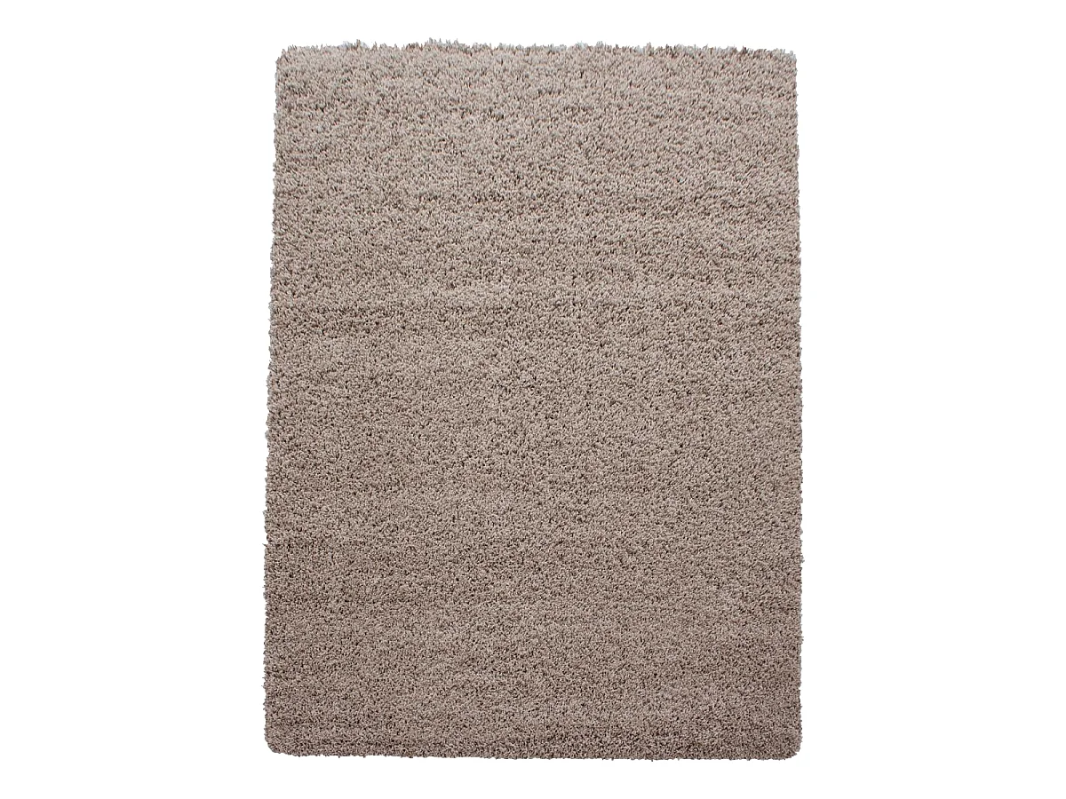 Tapis poils longs shaggy Ø120cm rond tissé beige motif uni UNI L