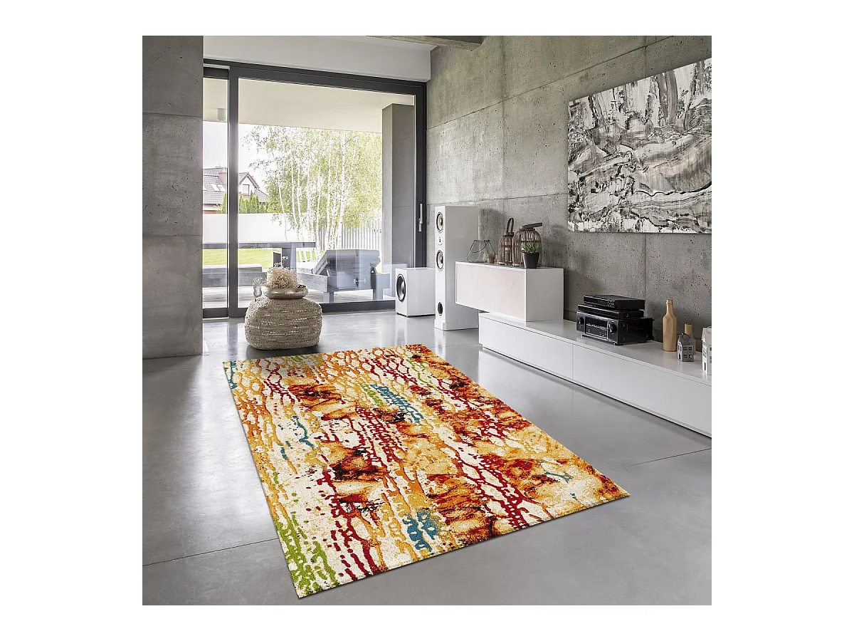 tapis chambre 80x150 tissé multicolore rectangle motif géométrique ABSTRACT 1
