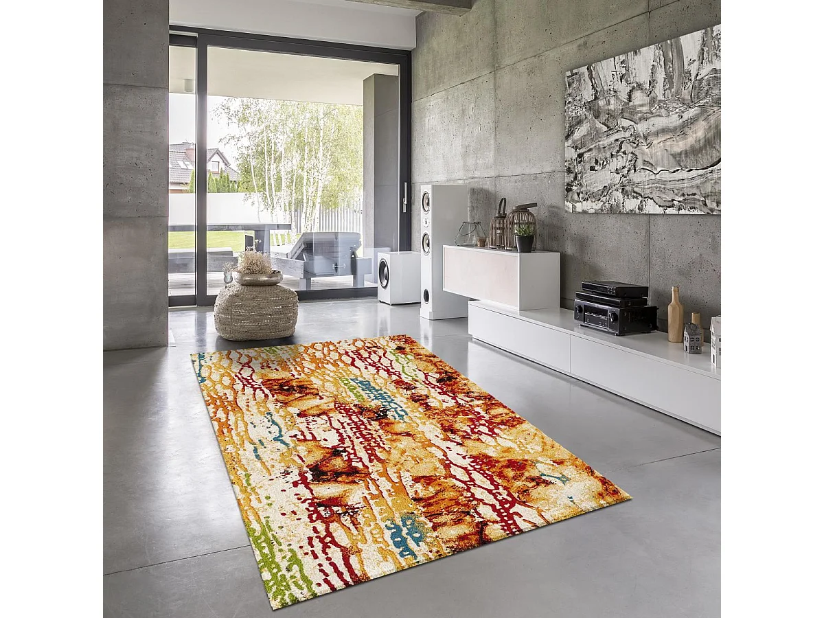 tapis chambre 80x150 tissé multicolore rectangle motif géométrique ABSTRACT 1