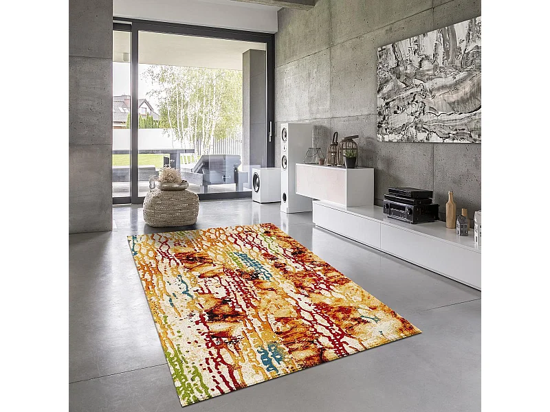 tapis chambre 80x150 tissé multicolore rectangle motif géométrique ABSTRACT 1