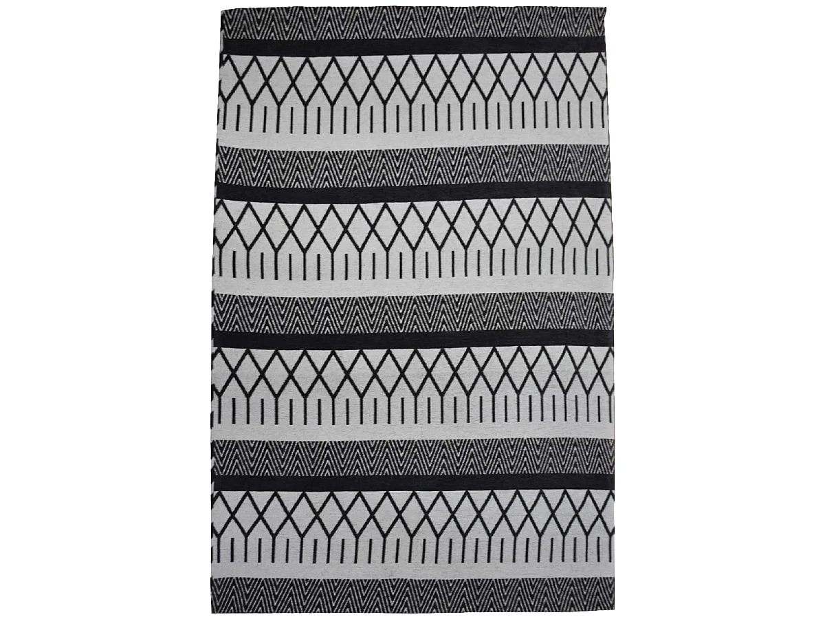 tapis salle à manger 200x290 fait à la main noir rectangle motif scandinave