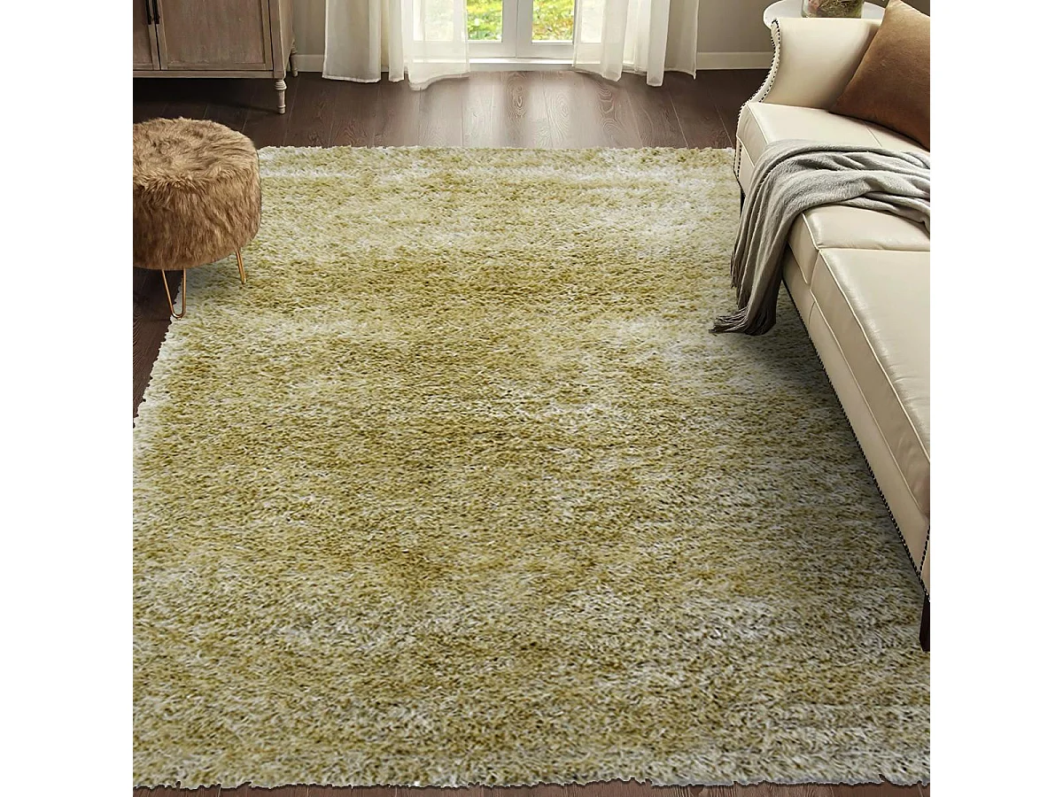 Tapis shaggy 60x110 rectangle fait main crème motif uni  MALAIDROY