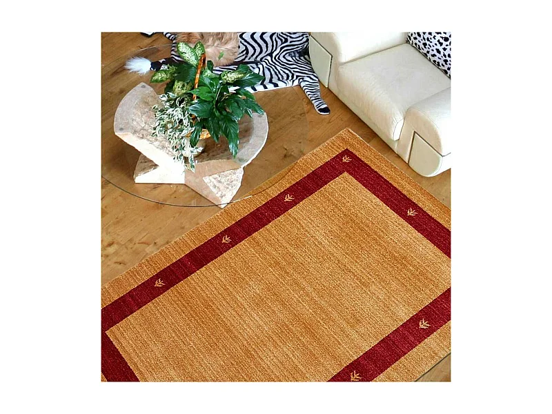 tapis chambre 100x150 tissé beige rectangle motif simple CHOBAY 5