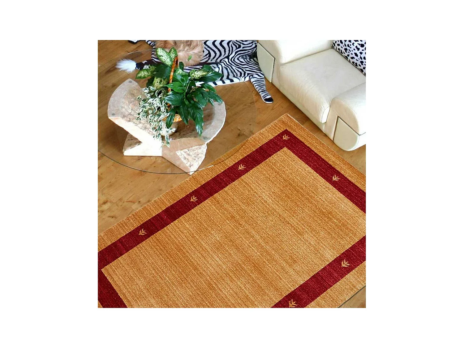 tapis chambre 100x150 tissé beige rectangle motif simple CHOBAY 5