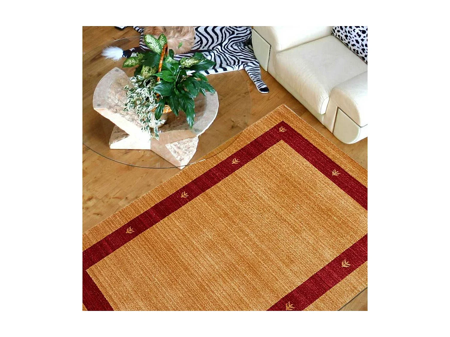 tapis chambre 100x150 tissé beige rectangle motif simple CHOBAY 5