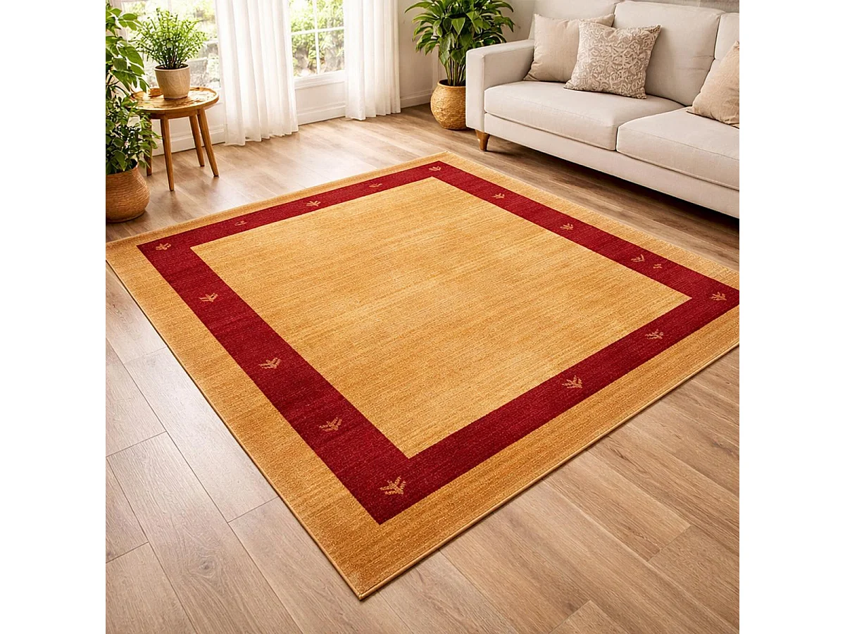 tapis chambre 100x150 tissé beige rectangle motif simple CHOBAY 5