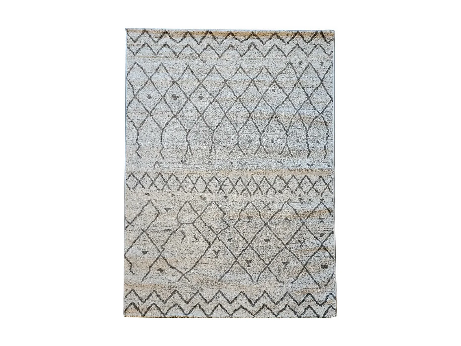 Tapis berbère 160x230 tissé motif ethnic ESSAOUER gris et noir