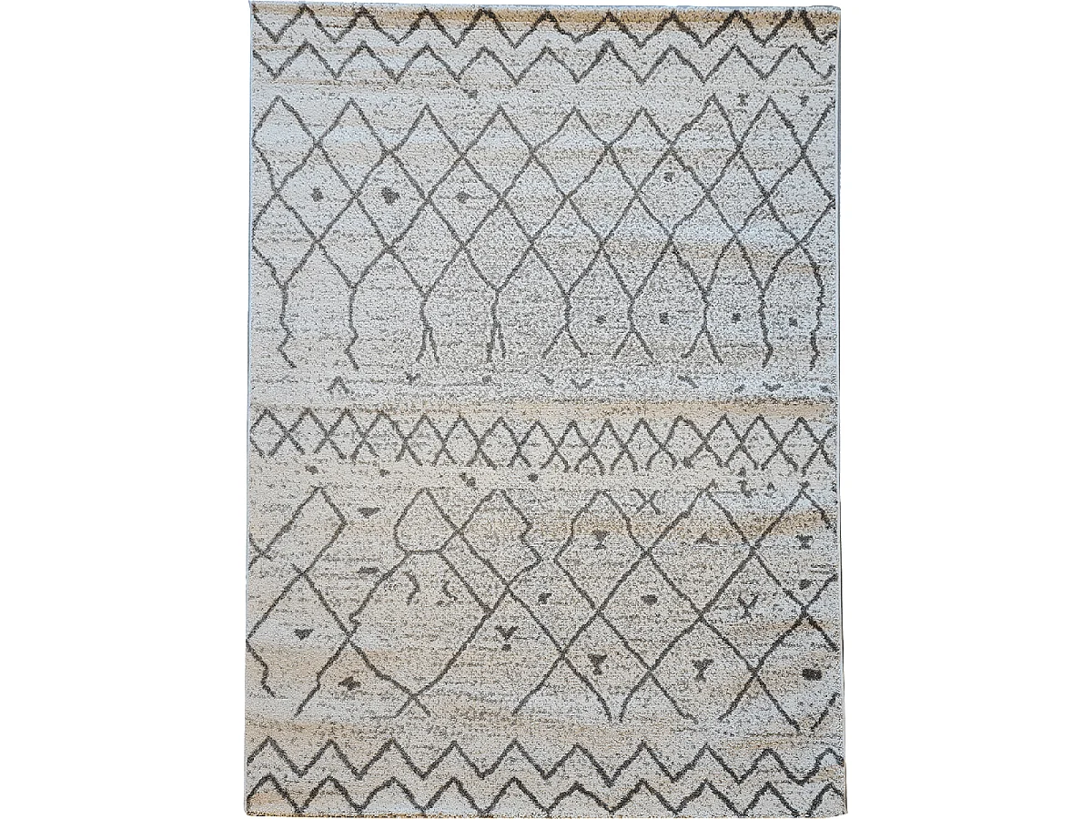 Tapis berbère 160x230 tissé motif ethnic ESSAOUER gris et noir