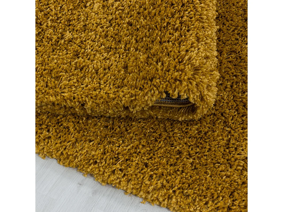 Tapis poils longs shaggy 80x250 rectangle tissé or motif uni UNI I