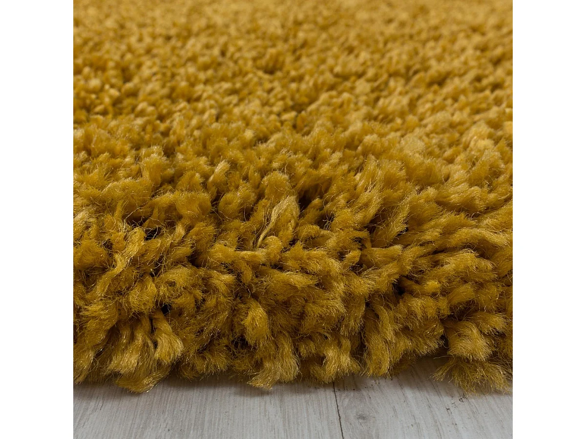 Tapis poils longs shaggy 80x250 rectangle tissé or motif uni UNI I