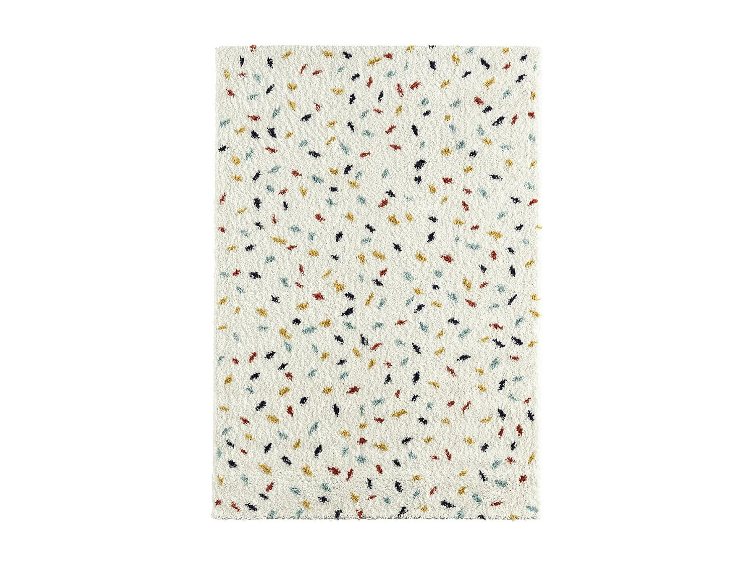 Tapis longs poils shaggy 80x140 rectangle tissé blanc et bleu motif berbère