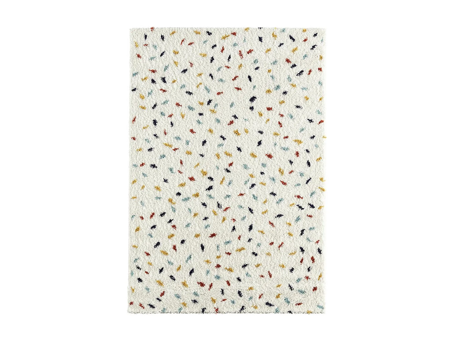 Tapis longs poils shaggy 80x140 rectangle tissé blanc et bleu motif berbère