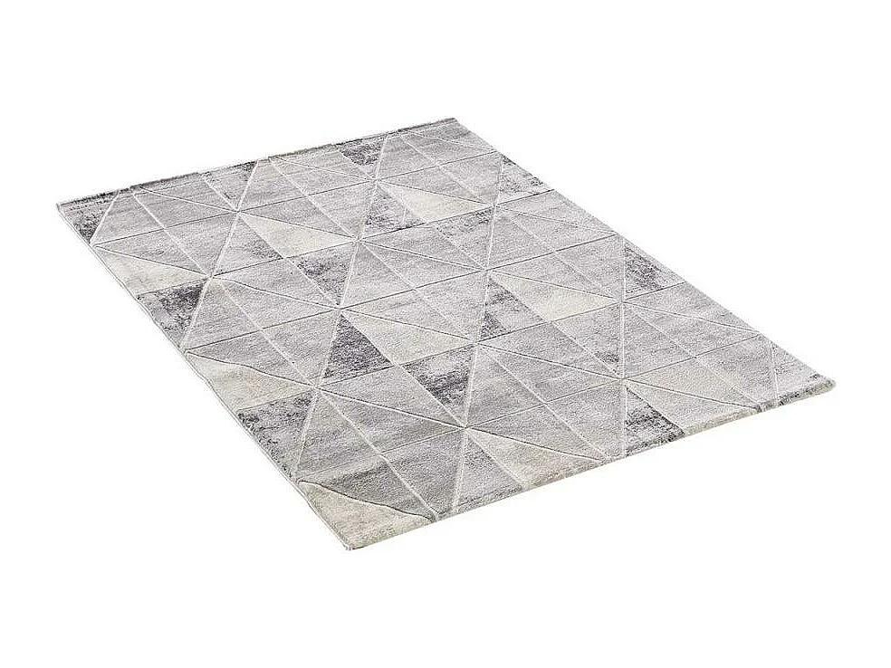 tapis salon 160x220 tissé gris clair rectangle motif géométrique LYN7 VOLITRO