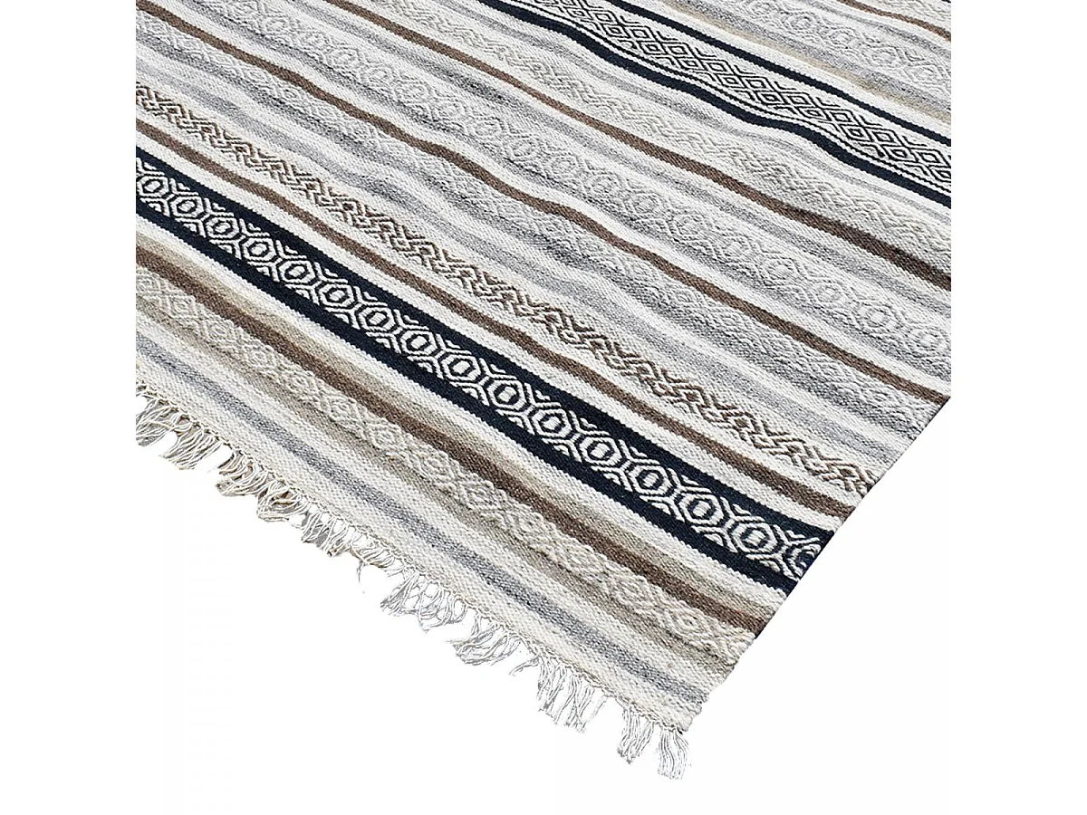 Tappeto Kilim 200x290 rettangolo realizzato a mano in lana beige e marrone