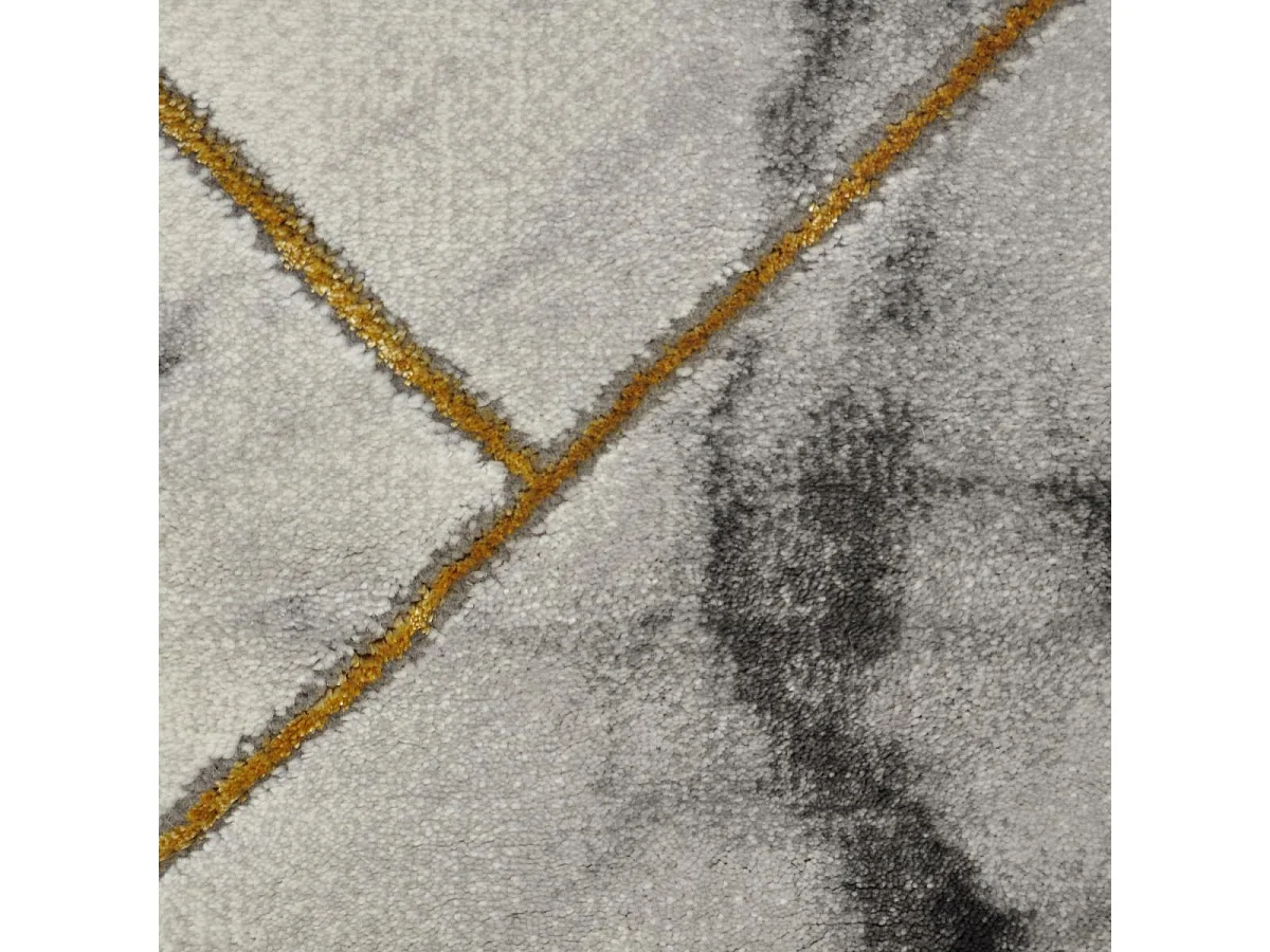 tapis chambre 120x170 tissé gris et or rectangle motif abstrait MARBLI