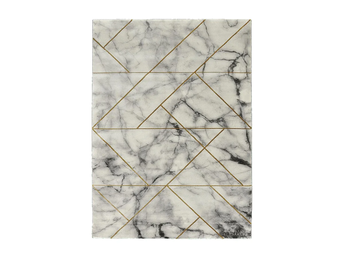 tapis chambre 120x170 tissé gris et or rectangle motif abstrait MARBLI