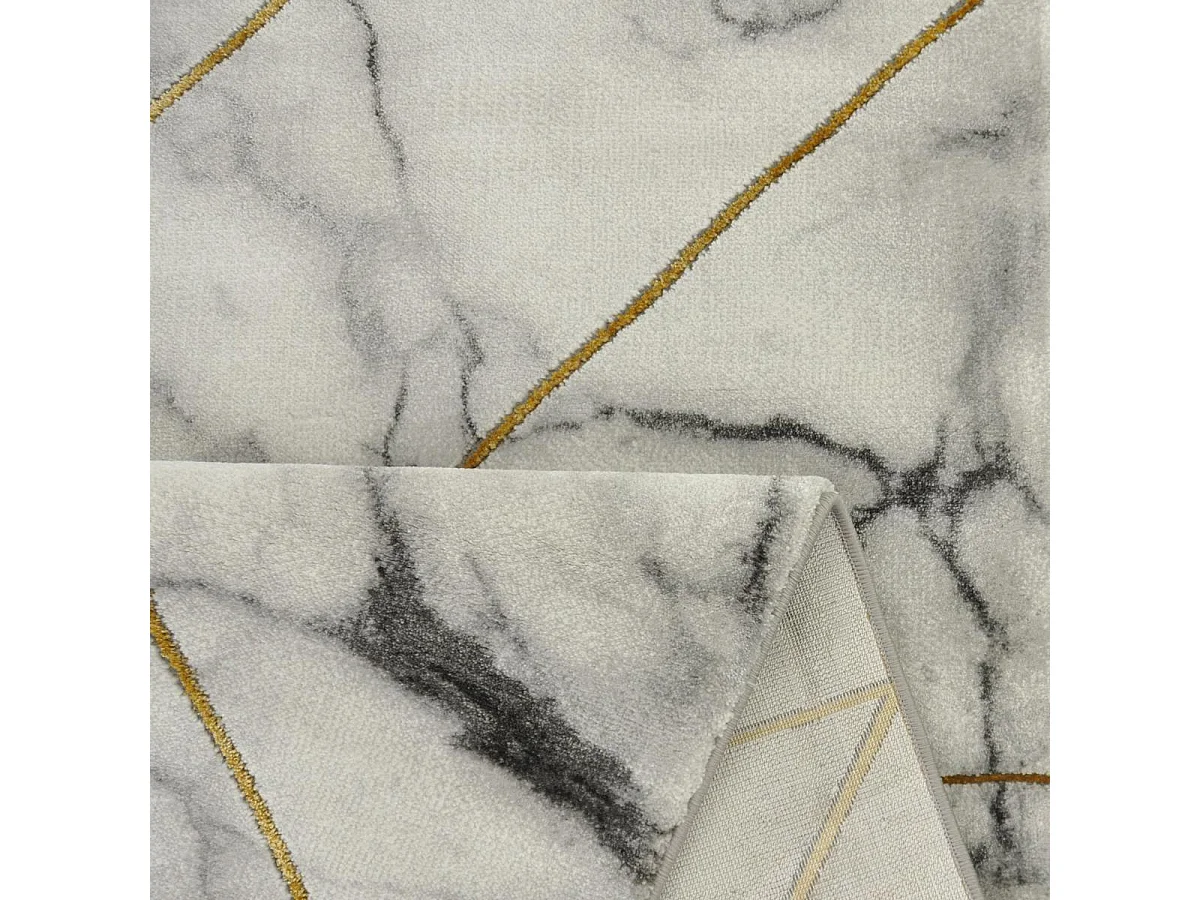 tapis chambre 120x170 tissé gris et or rectangle motif abstrait MARBLI