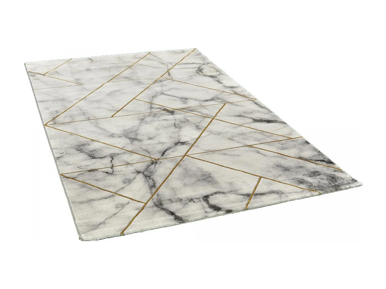 tapis chambre 120x170 tissé gris et or rectangle motif abstrait MARBLI