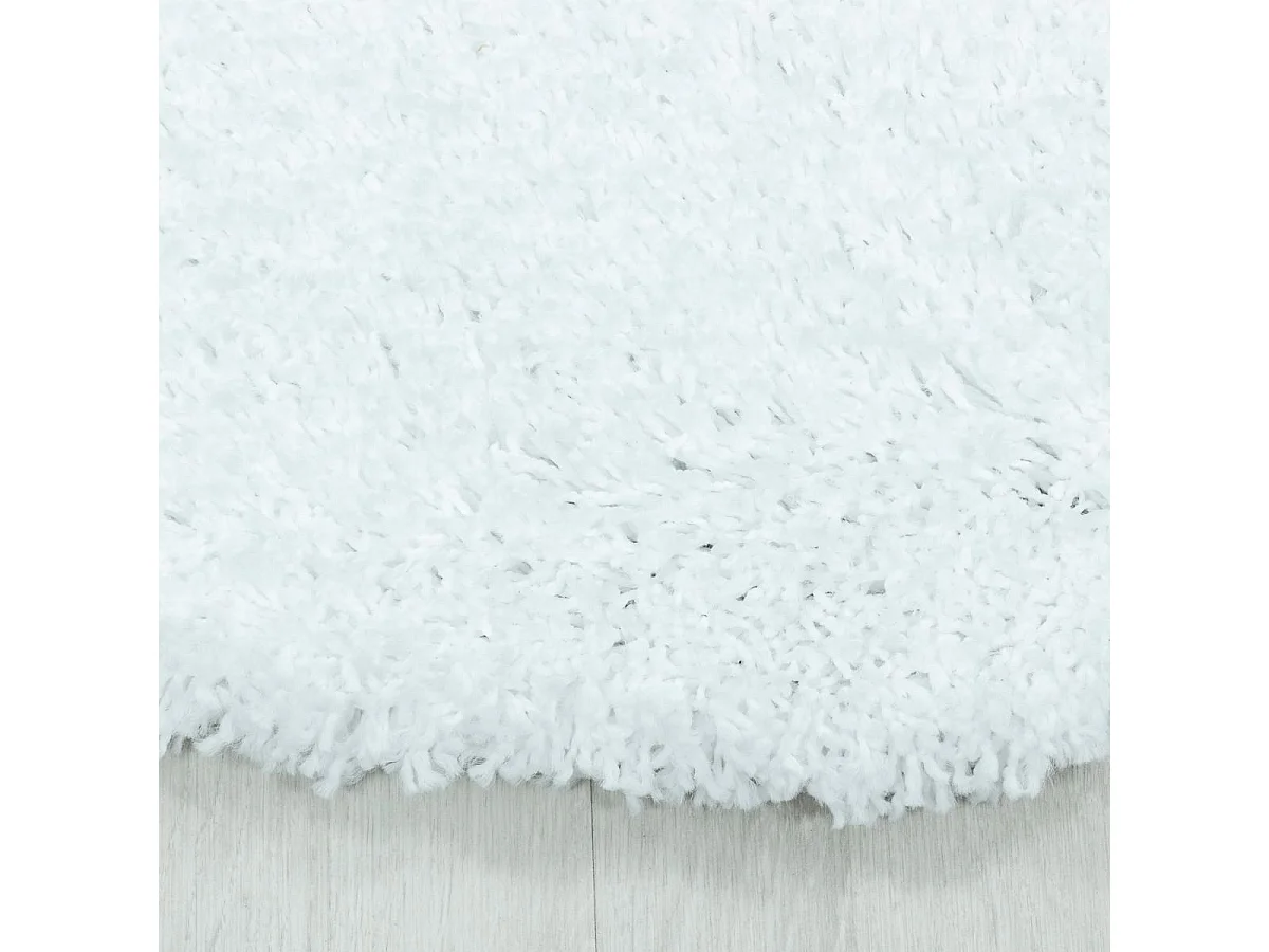 Tapis poils longs shaggy Ø80cm rond tissé blanc motif uni UNI I
