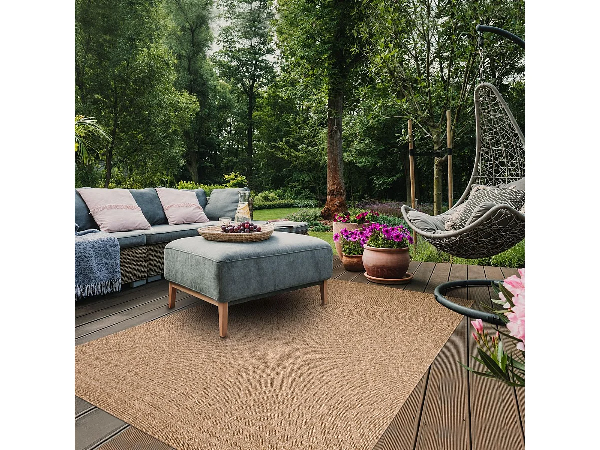 Tapis extérieur 160x230 tissé kilim beige JUTE ART 3