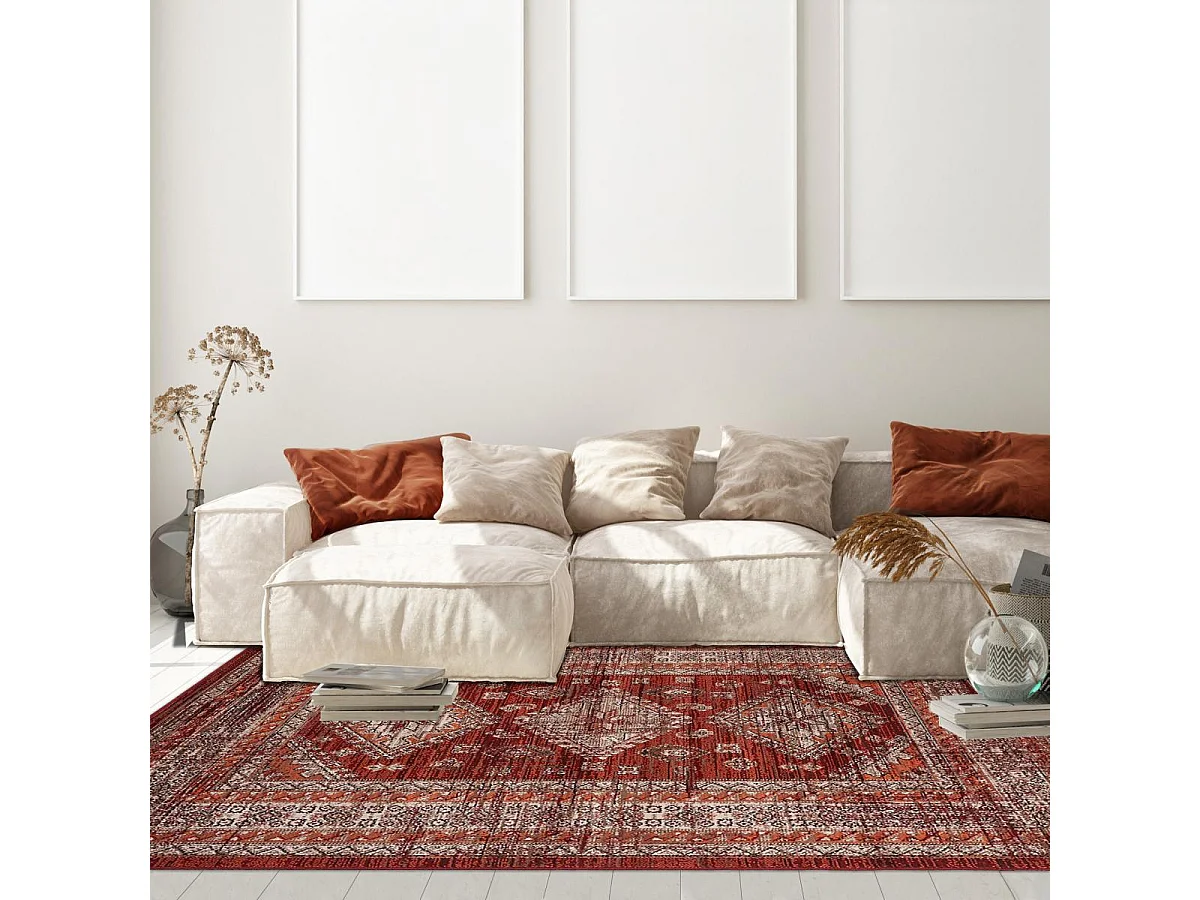 Tappeto orientale 60x110 rettangolo arancione intrecciato motivo etnico AF1 DAZOR