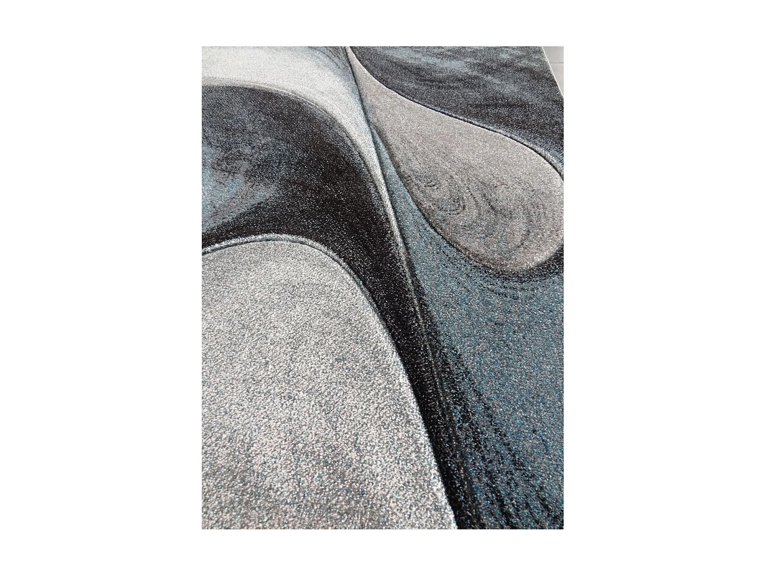 tapis salon 160x230 tissé bleu et gris rectangle Motif rond GARCA