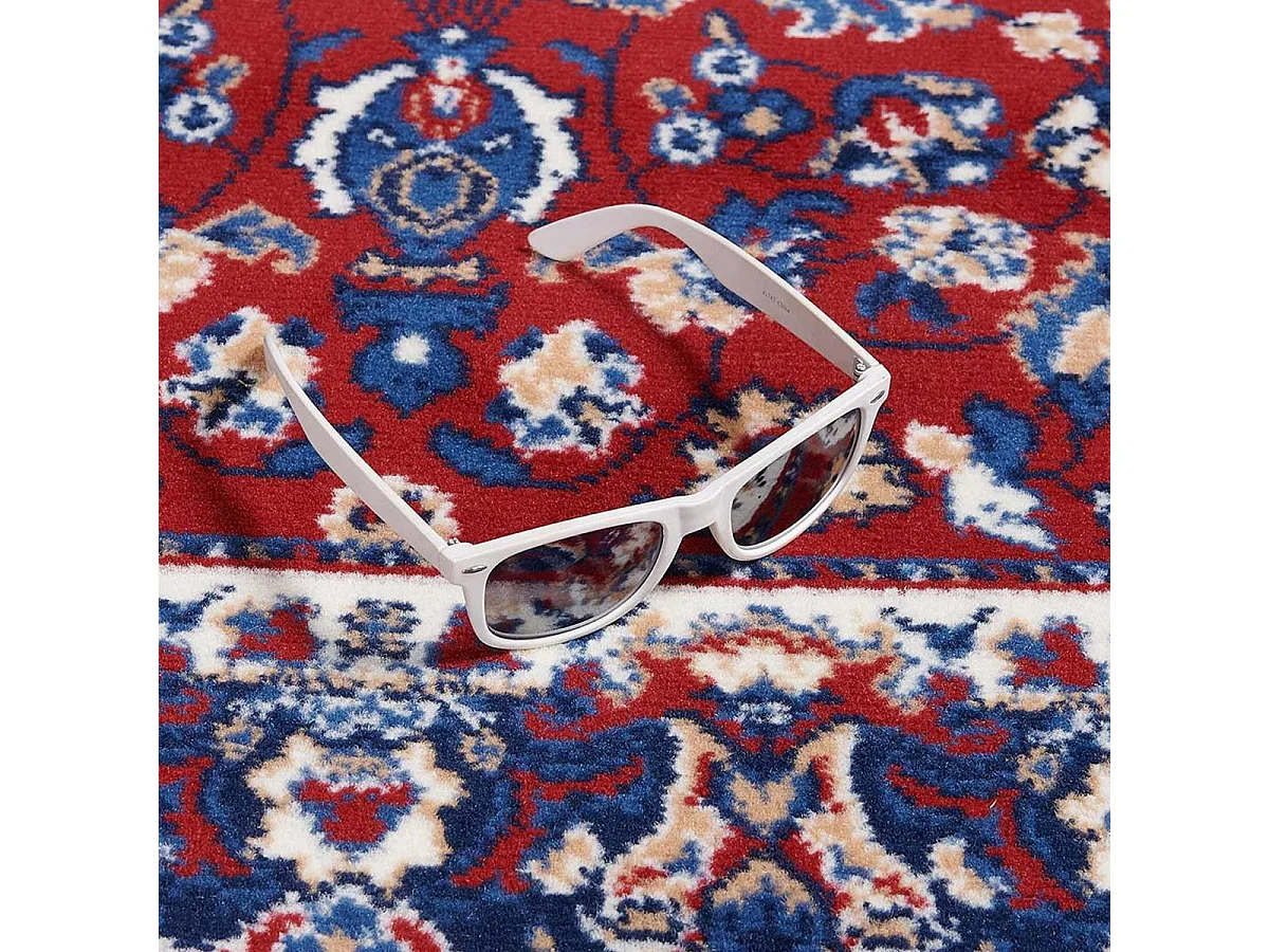 Tapis oriental 120x170 rectangle crème et rouge tissé motif ethnique LYN1 ROSOR