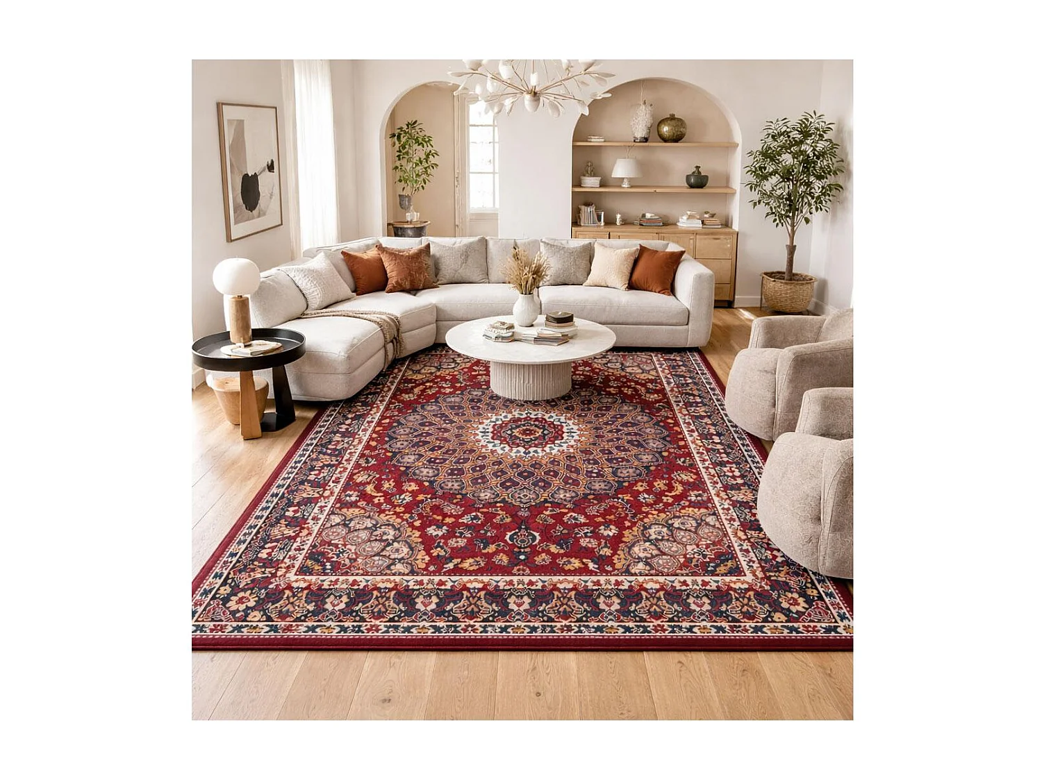 Tappeto orientale 120x170 rettangolo panna e rosso tessuto motivo etnico AF1 ROSOR